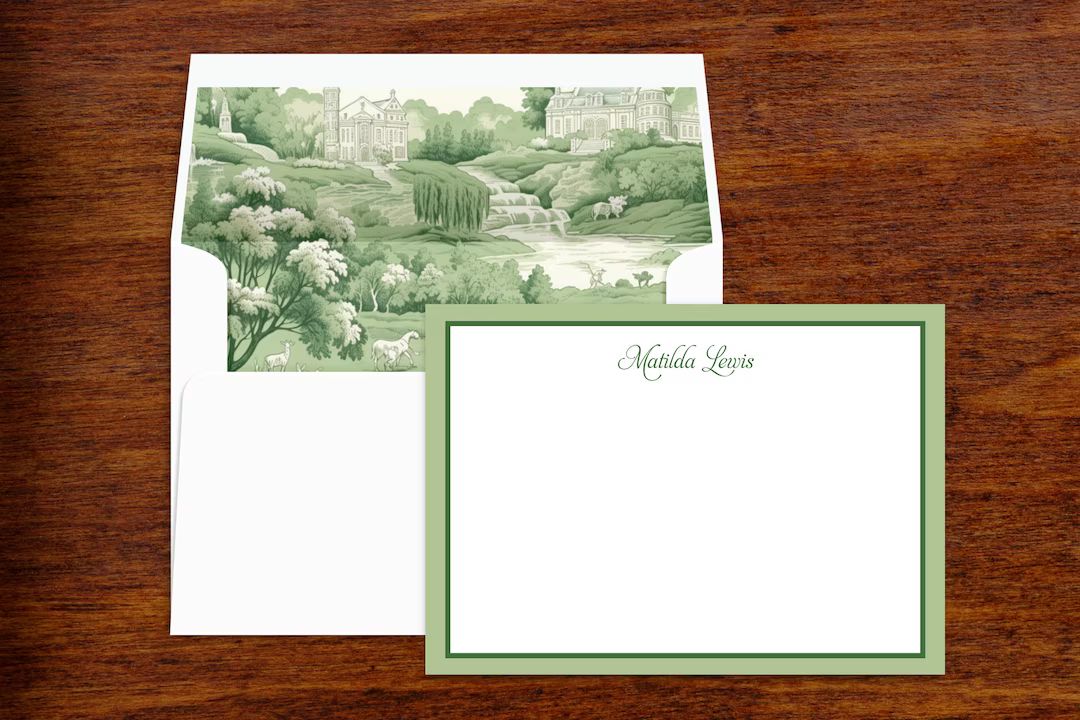 French Toile Custom Stationery Personalized Note Cards Thank You Note Stationary With Lined Envel... | Etsy (US)