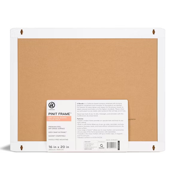 16" x 20" Pin it Frame Magnetic Dry Erase Board Value Pack - U-Brands | Target