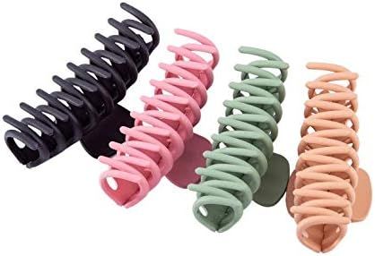 (Black, Olive Green, Burlywood, Dark Pink) - Large Hair Claw Clips for Thick Hair 4 PCS, Strong H... | Amazon (CA)