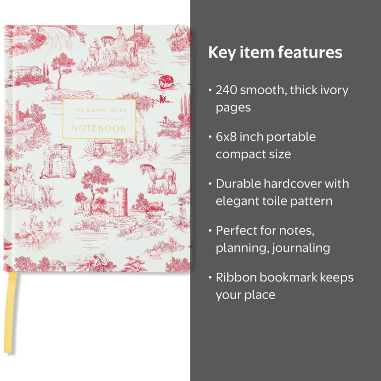 Pen+Gear 6x8 Toile Hardcover Ruled Journal, 240 Perforated Pages,with Ribbon Bookmark | Walmart (US)