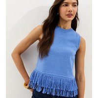 Women's Blue Fringed Hem Cotton Rich Vest New Look | New Look (UK)