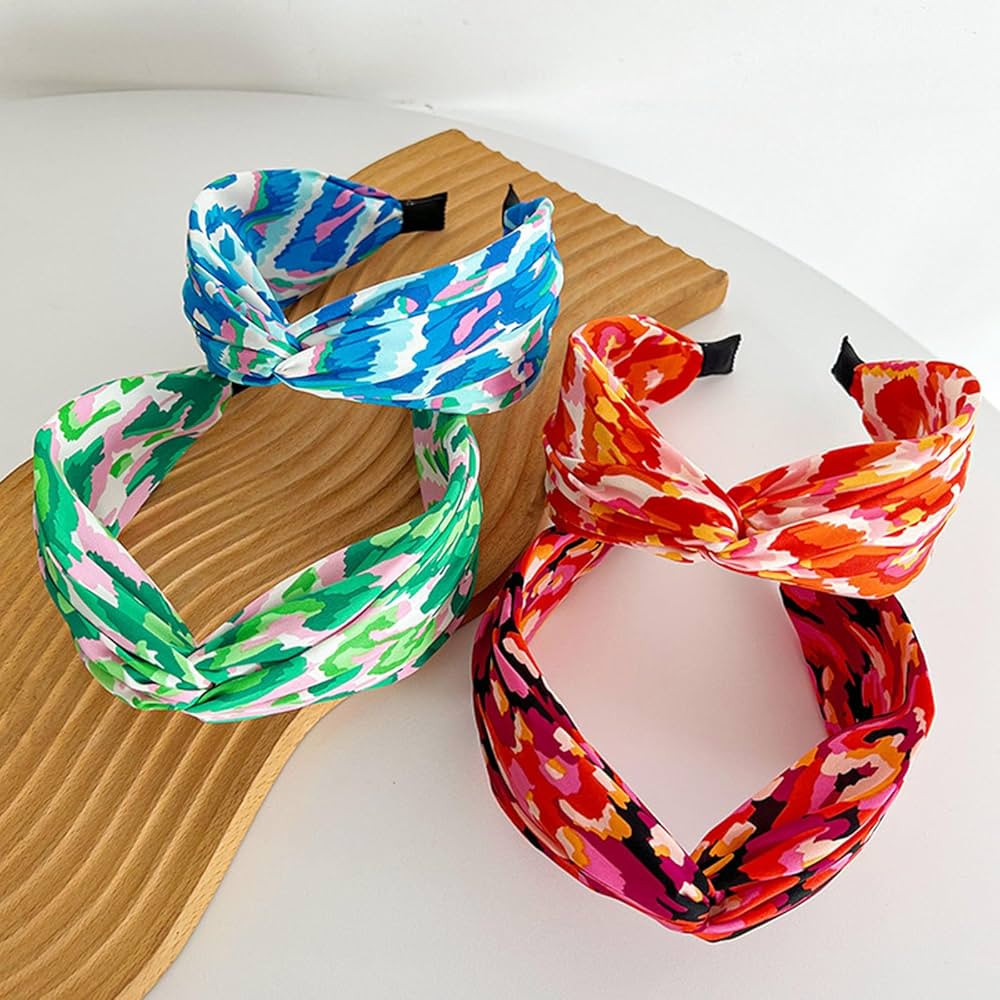 4 Pack Summer Floral Headbands for Women Wide Knotted Headbands Fashion Floral Printed Hairband N... | Amazon (US)