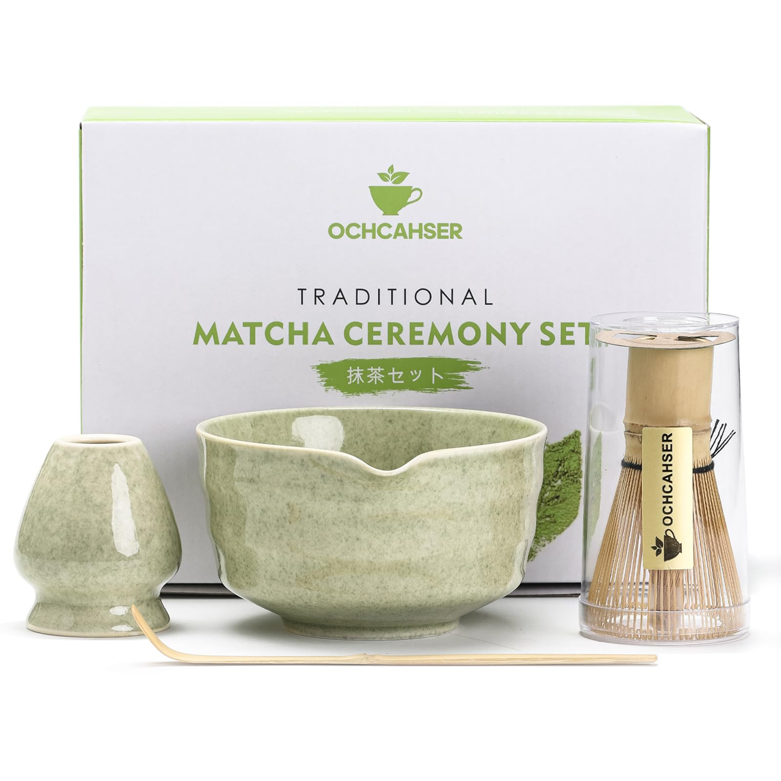Matcha Set, Japanese Tea Set Includes Matcha Bowl with Spout, Matcha Whisk Holder, Bamboo Matcha ... | Amazon (US)