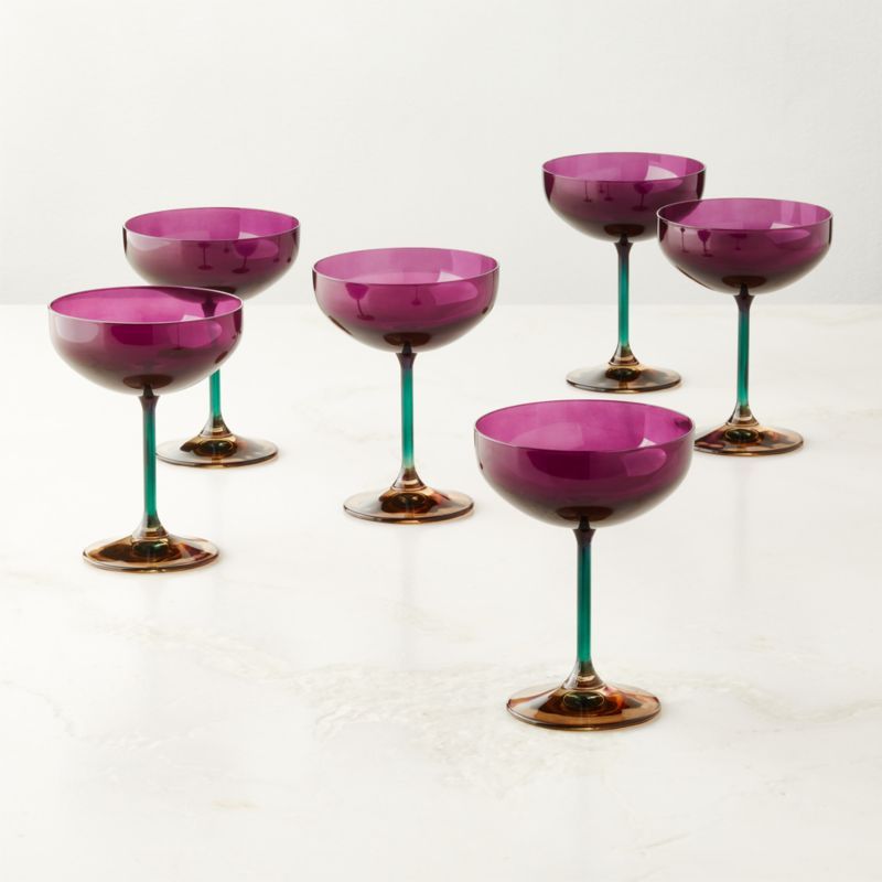Marie Plum Coupe Cocktail Glasses Set of 6 by Azeeza + Reviews | CB2 | CB2
