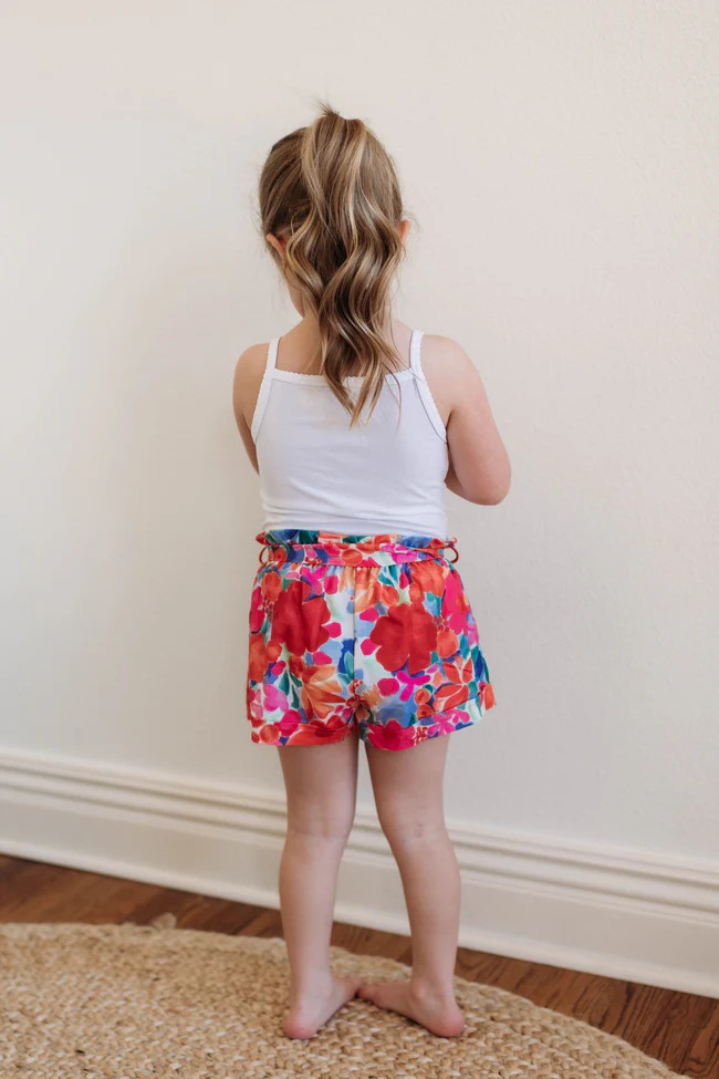 She's Stealing Hearts Girls Multi Floral Shorts | Pink Lily
