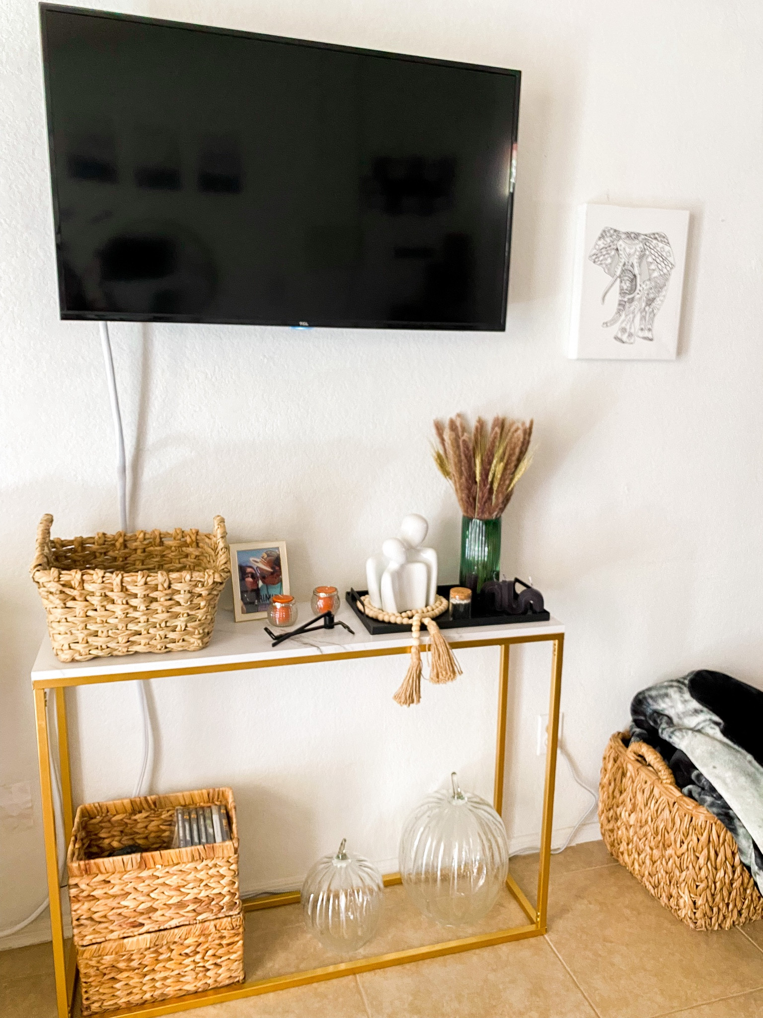 Console table styling for the Fall season. Snagged a bunch of new decor items and furniture. Really love how this space came together, as before it was a hot mess. 
Cleaned up all the wires and found solutions for the cable box etc. 

Price ranges: $11-$70 
#amazonfinds #homedecor #falldecor #founditonamazon 

#LTKsalealert #LTKhome #LTKSeasonal
