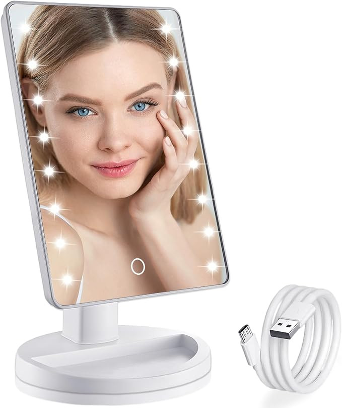 Lighted Makeup Mirror with Lights, Vanity Mirror with Lights, 16 LEDS Dimmable Desk Mirror with L... | Amazon (US)