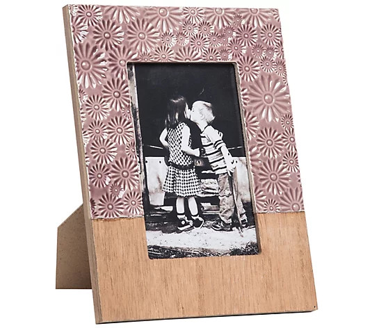 Foreside Home & Garden 4x6 Floral Photo Frame Lilac - QVC.com | QVC