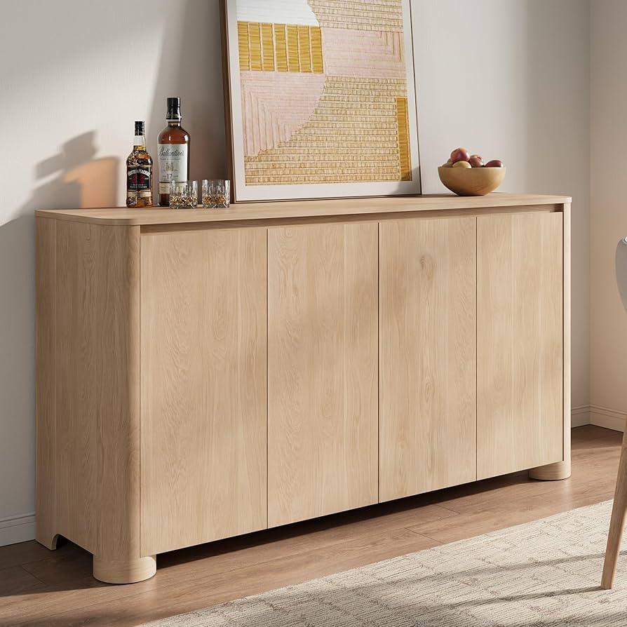 Modern Buffet Cabinet with Storage, 59" Sideboard Buffet Cabinet with 4 Doors, Unique Thickened F... | Amazon (US)