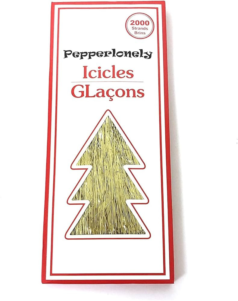 PEPPERLONELY 2000 Strands Icicles Tinsel Tree Christmas Decorations, Gold | Amazon (US)
