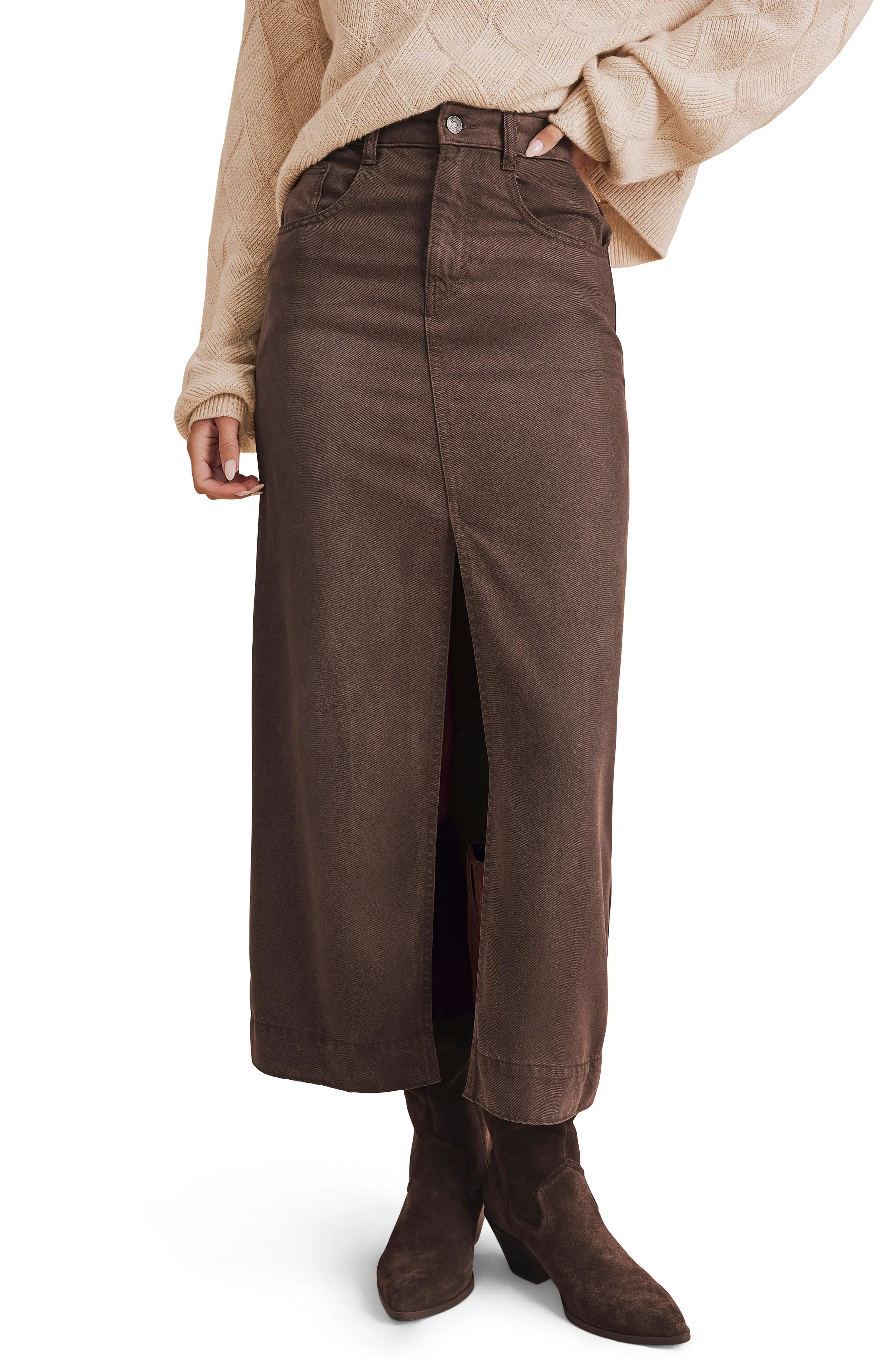 Splendid Ryder Front Slit Denim Skirt (Women) | Nordstrom | Nordstrom