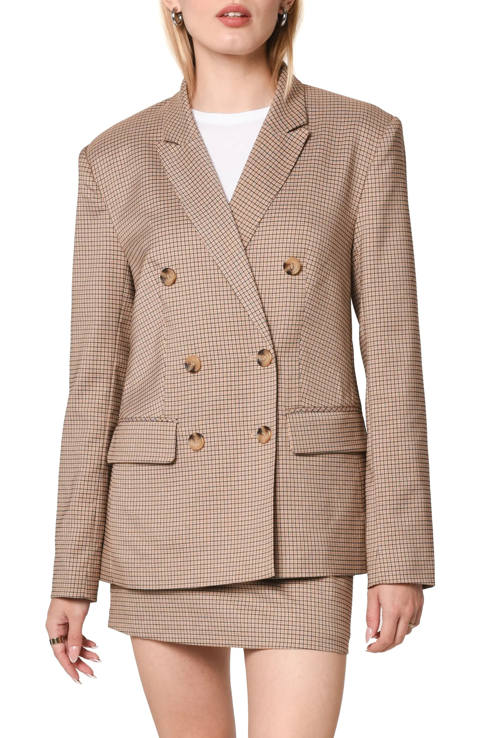 Newton Check Double Breasted Blazer | Nordstrom