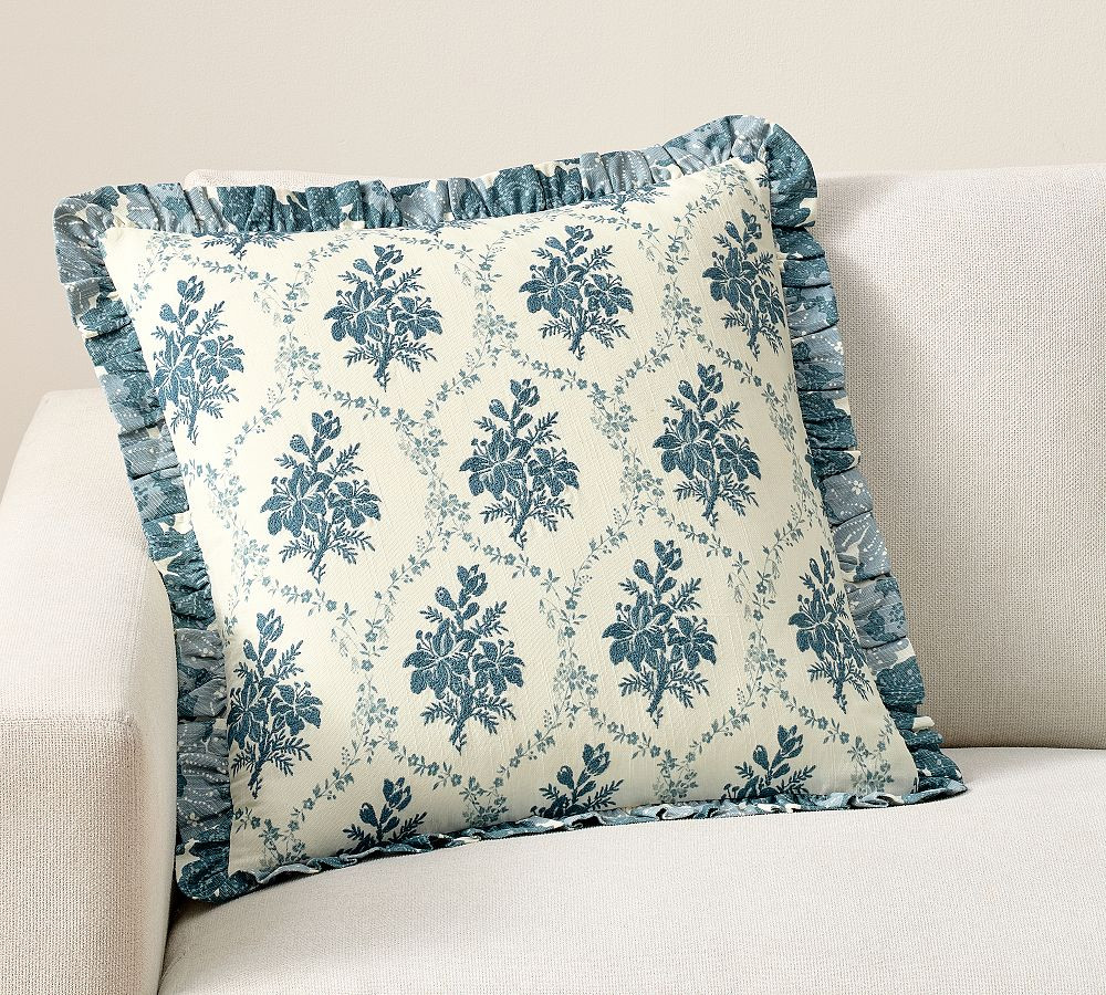 Maia Reversible Floral Striped Pillow Cover | Pottery Barn (US)