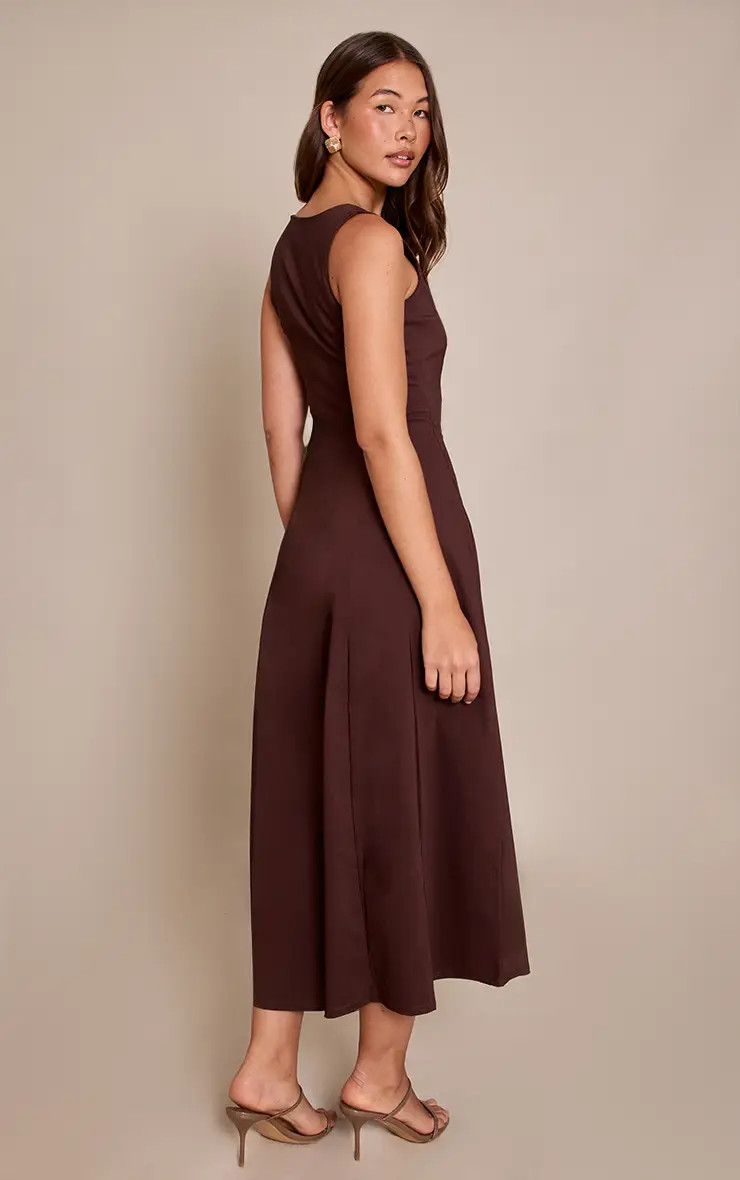 Chocolate Scoop Neck Sleeveless Maxi Dress | PrettyLittleThing USA | PrettyLittleThing US