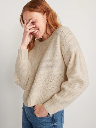 Cozy Plush-Yarn Textured-Knit Sweater for Women | Old Navy (US)