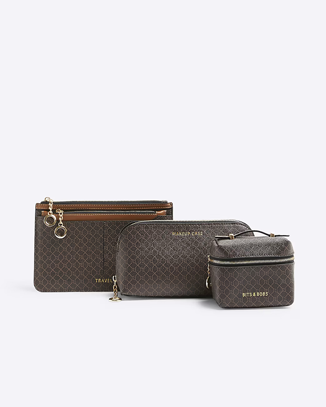Brown Monogram Travel Bundle Set | River Island UK & IE