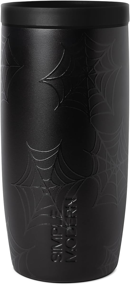 Simple Modern Halloween Travel Coffee Mug 360° Lid | 16oz | Spiderweb | Voyager Ceramic-Lined Insulated Stainless Steel Coffee Tumbler, Iced Coffee Cup, Mug with Lid | Fits Cupholder, Spiderwebs | Amazon (US)