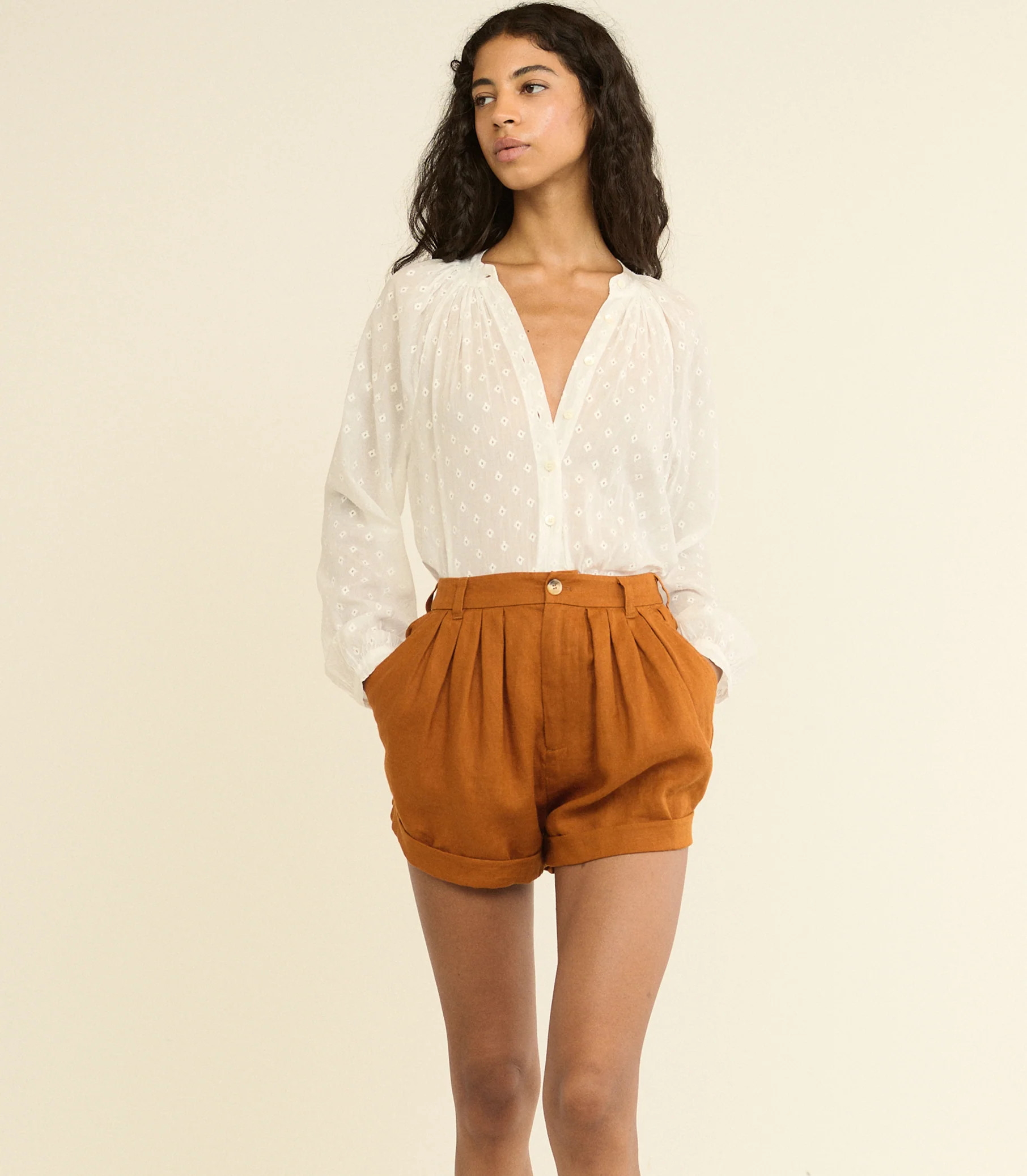 Paige Linen Short - Sedona Clay | DÔEN | DOEN