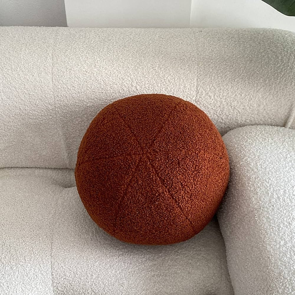 Brown Ball Pillow Decorative Round Throw Pillows,11.8" Boucle Ball Pillow Sphere Shaped Pillow Pl... | Amazon (US)