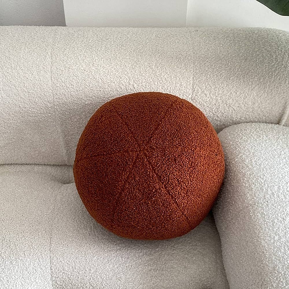SHINUOER Brown Ball Pillow Decorative Round Throw Pillows,11.8" Boucle Pillow Sphere Shaped Pillo... | Amazon (CA)