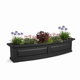 Mayne Nantucket 48 in. x 11.5 in. Self-Watering Black Polyethylene Window Box 4831-B - The Home D... | The Home Depot
