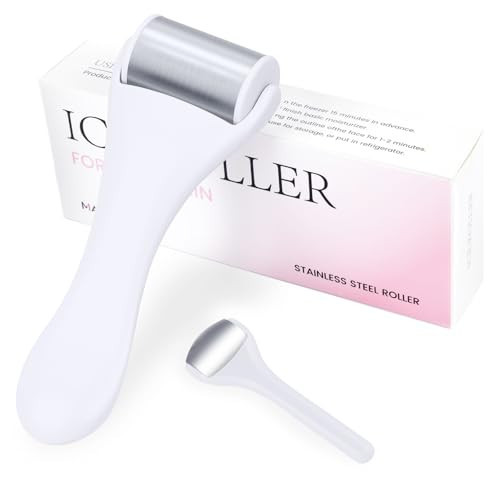 MAANGE Ice Roller For Face & Eye Roller for Puffiness,Stainless Steel Facial Roller Ice Face Roller Mini Roller Set (white 2 pcs) | Amazon (US)