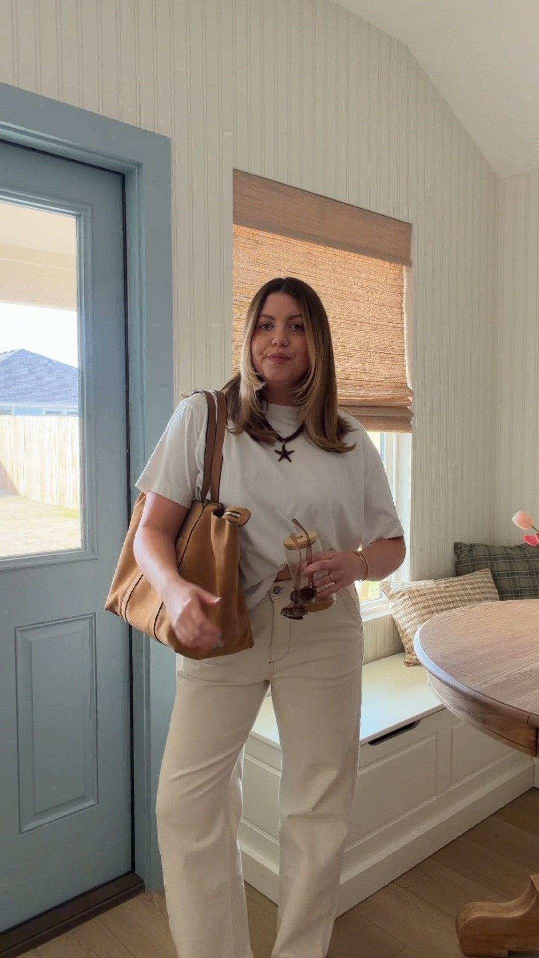 Pinterest outfit recreation! Linked my fav white tees and cream pants with a few accessories!

#LTKootd #LTKmomlife #LTKdayinmylife