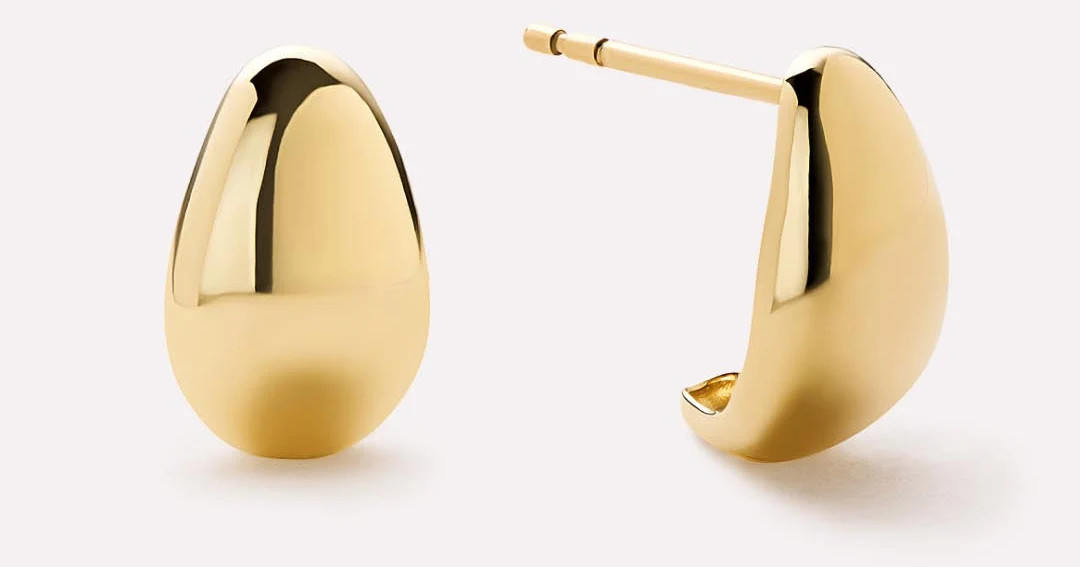 Gold Teardrop Huggie Studs | Ana Luisa