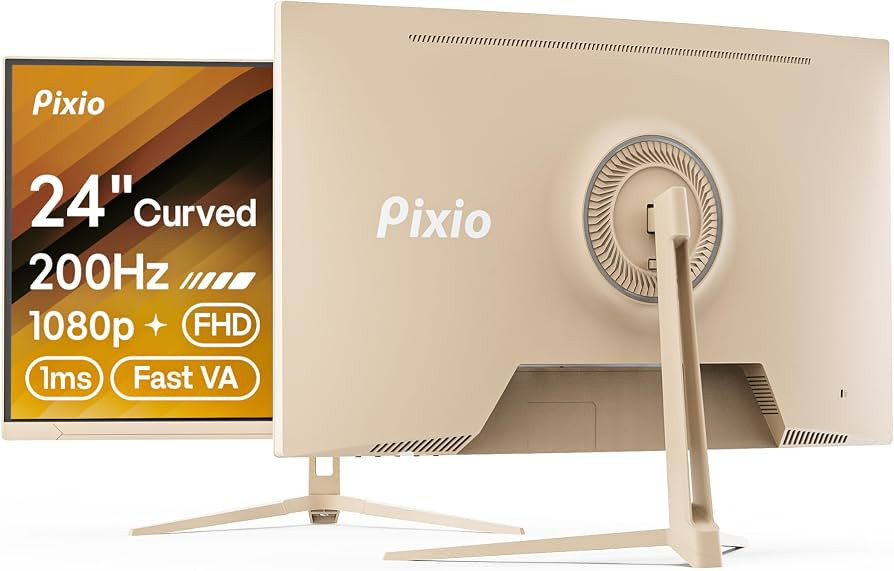 Pixio PXC248 Wave Beige 24 inch 200Hz Refresh Rate FHD 1080p Resolution 1500R Curve Fast VA Panel... | Amazon (US)