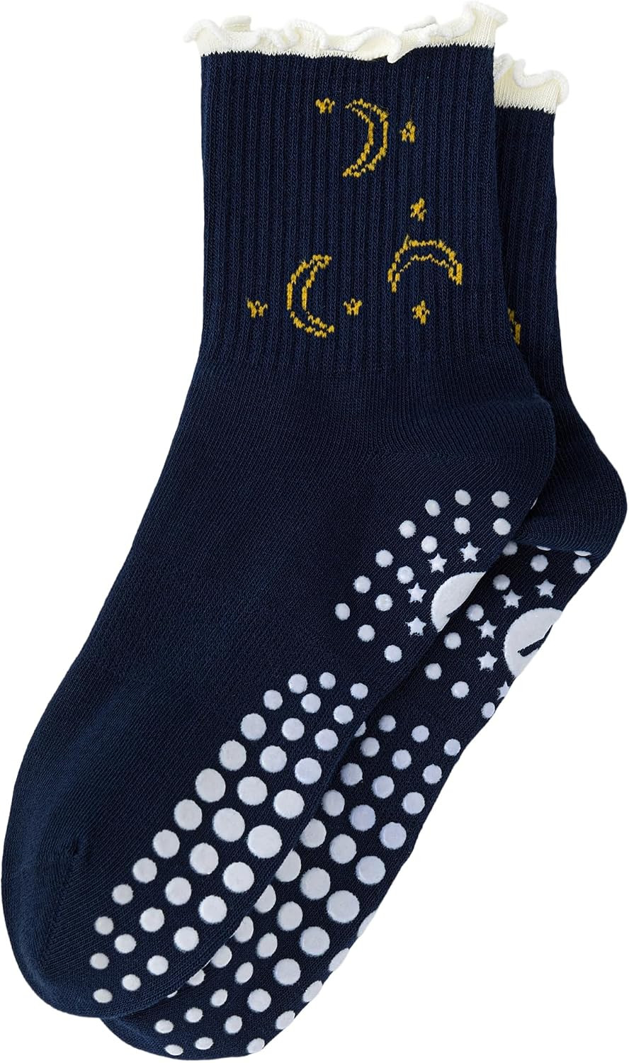Pilates Grip Socks for Women, Cute Embroidered Yoga Grippy Socks | Amazon (US)