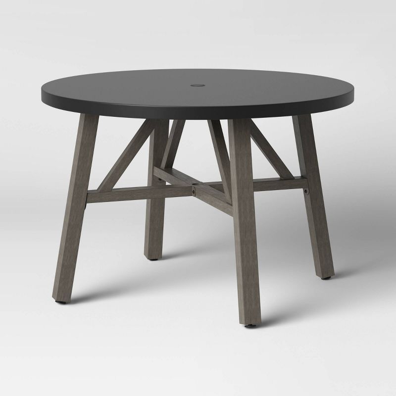 Faux Wood 4 Person Round Patio Dining Table with Faux Concrete Tabletop - Smith & Hawken™ | Target