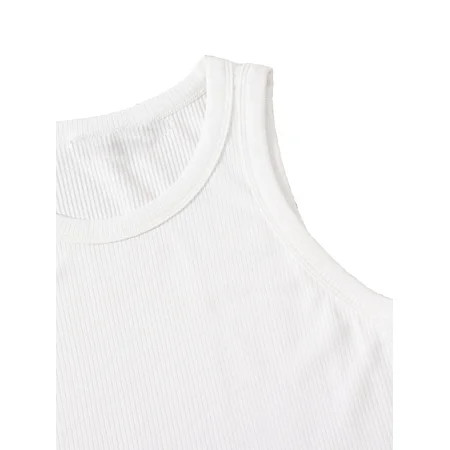 Women s Regular Stretch Plain Casual Plain Tank Round Neck White Tank Tops & Camis | Walmart (US)