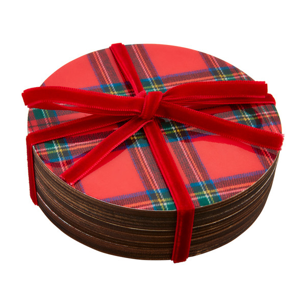 Red tartan lacquer coaster set | Mud Pie