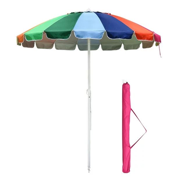 Yescom Rainbow Beach Patio Umbrella w/ Metal Frame 16 Rib Tilt Market Table Umbrella Outdoor Suns... | Walmart (US)