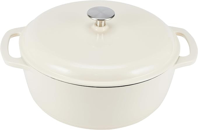 Amazon Basics Cast Iron Dutch Oven Pot with Lid, Enameled, Round, Dual Handles, Heavy-Duty, Mediu... | Amazon (US)