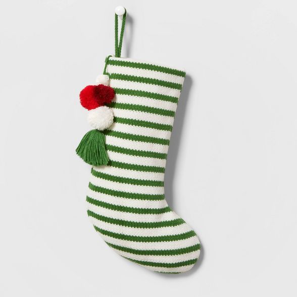 Candy Stripe Knit Christmas Stocking Green - Wondershop™ | Target