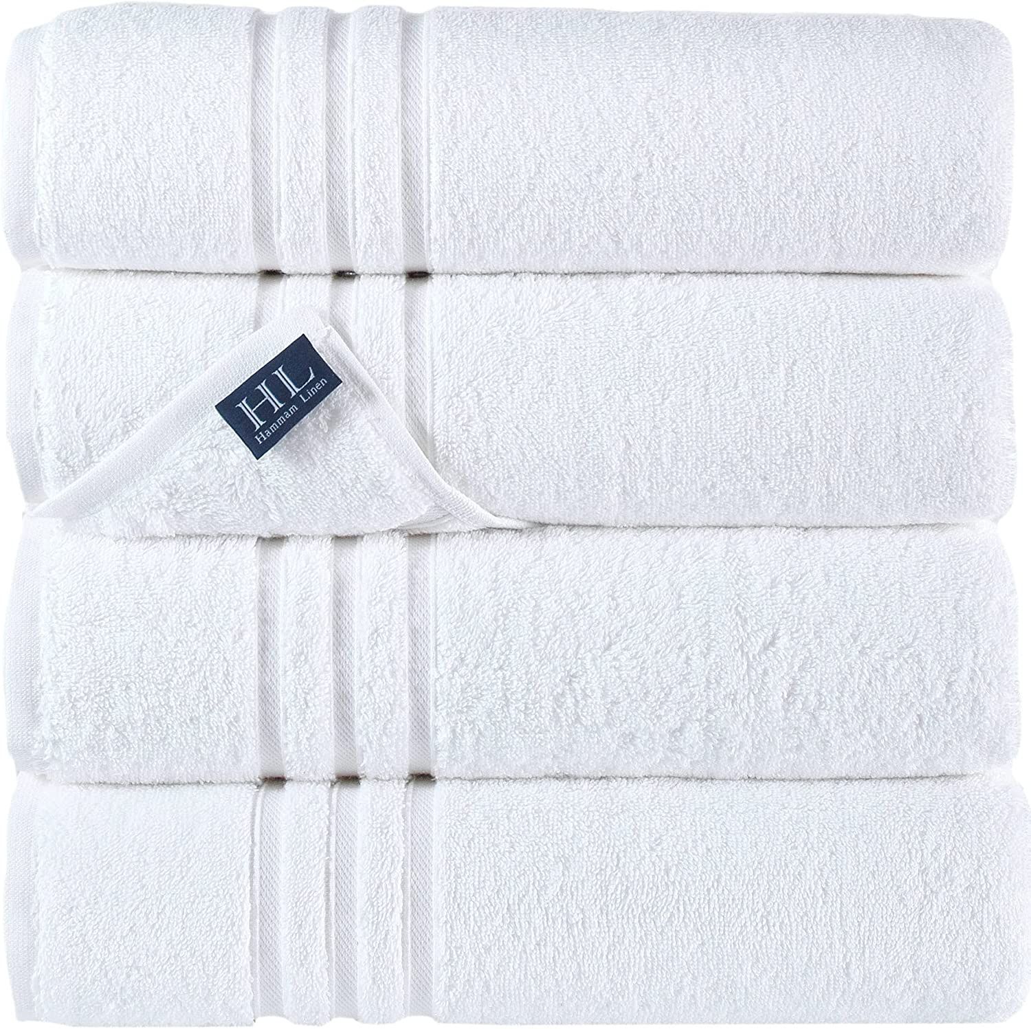 Hammam Linen White Bath Towels 4-Pack - 27x54 Soft and Absorbent, Premium Quality Perfect for Dai... | Amazon (US)