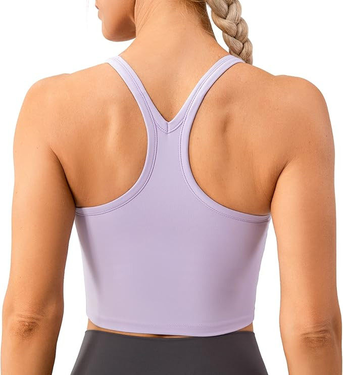 Lavento Women's Racerback Sports Bra Yoga Crop Top with Built in Bra | Amazon (US)