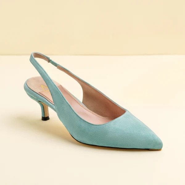Blue Breeze Suede Slingback Kitten Heel | ALLY Shoes