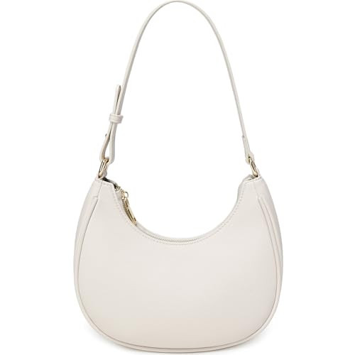 WSRYDJDL Crescent Shoulder Bags for Women Cute Hobo Tote Handbag Under the Arm Purses Mini Clutch Purse with Zipper Closure (Lychee Beige) | Amazon (US)