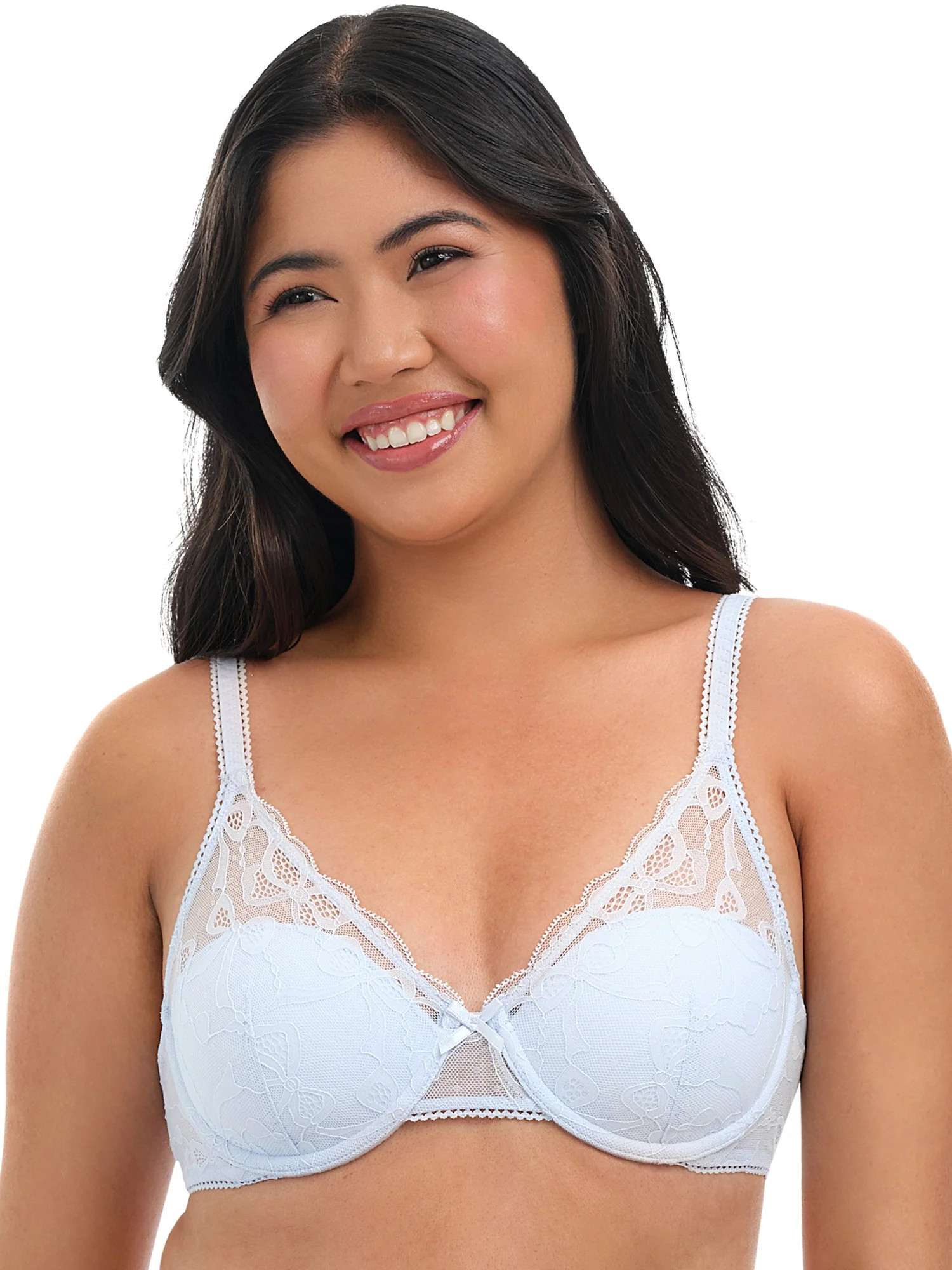 No Boundaries Bow Lace Half Cup Bra, Women's 34B-40DD - Walmart.com | Walmart (US)
