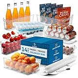 StorageBud Fridge Organizer - 14 Piece Refrigerator Organizer Bins - Stackable Freezer Organizer - C | Amazon (US)