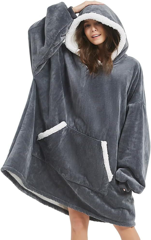 Akakios Thick and Cozy Oversized Wearable Blanket Hoodie - Ideal Warm Gift for Men or Women, with... | Amazon (US)