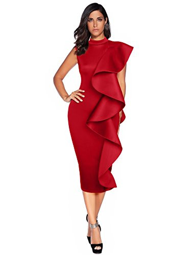 High Neck Dress with Ruffle for Formal Event Midi Celebration Party Dress for Women | Amazon (US)