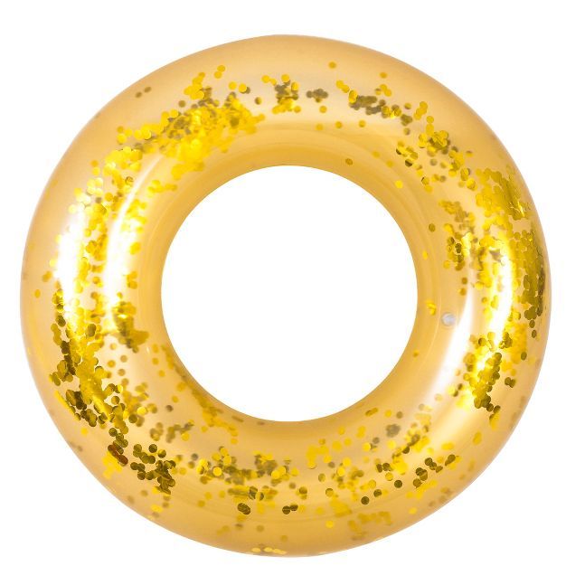 Pool Central 41.5" Gold Glitter Sequin Inflatable Inner Tube Pool Float | Target