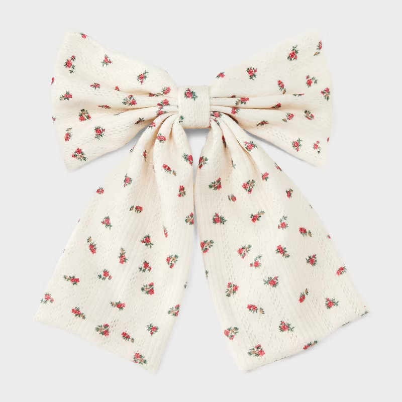 Floral Print Bow Hair Barrette - Wild Fable™ Cream/Floral | Target