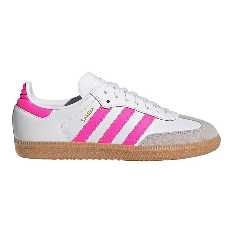 adidas Samba OG Grade School Lifestyle Shoes (Cloud White/Lucid Pink/Gum) | Amazon (US)