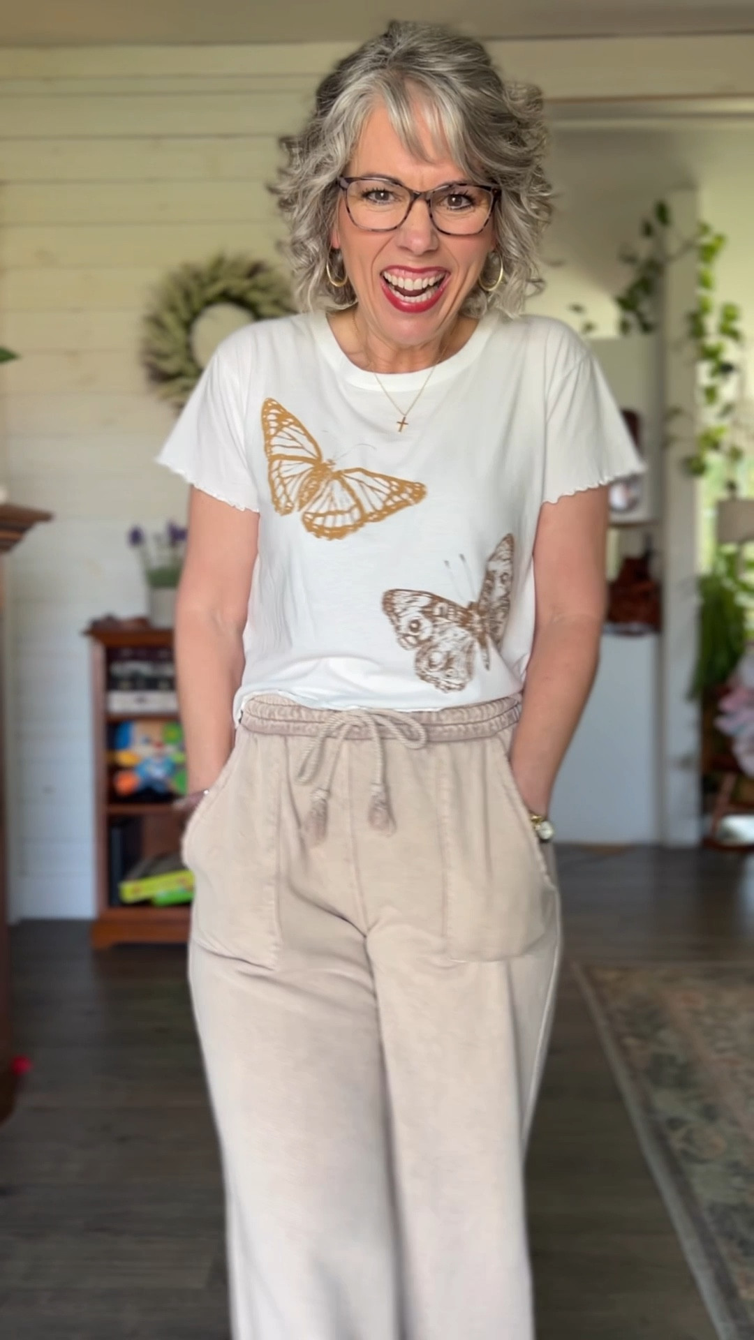 Name one thing better than butterflies and strawberries but I bet you can’t and if you love this look then you’ll love @threebirdnest  so hit that follow button and come hang out for some fun inspiration and join into an awesome community of women. 
I love these wide leg pants in new taupe and I’m wearing a small. My cropped butterfly tee is adorable and I’m wearing a medium for extra length but it is 100% cotton so wish I would’ve sized up to a large. The strawberry cardigan sweater is the cutest thing. It’s open crochet weave so perfect for spring and popping in AC for running errands. I’m wearing a small. 

🪺 To save 20% off use code:  SIMPLYAMBER50

#3bn #threebirdnest #bohofashion #over50 #casualoutfits #threebirdnest #threebirdnestfashion #threebirdneststyle #threebirdnestootd #bohooutfit #bohofashion #bohostyle #bohovibes #widelegpants #widelegpantoutfit #croppedtee #butterflytop #strawberrysweater #cardigansweater #crochetcardigan #springoutfit #springfashion #springestyle #cottonclothing #comfortablestyle #comfyoutfit #casualchic #casualboho #momstyle #momfashion #momootd #teacherstyle #teacherfashion #teacheroutfit #over40fashion #over40style #over40women #over50fashion #over50style #over50women #fashionover40 #fashionover50 #styleover40 #styleover50 #midlifestyle #midlifefashion #womenover40 #womenover50 #agelessstyle #bohomomfashion #springwardrobe #outfitinspo #outfitoftheday #ootd #styleinspo #casualoutfit #everydaystyle #weekendoutfit #errandoutfit #boutiquefashion #boutiquestyle #shopsmall​​​​​​​​​​​​​​​​
Gifted by @threebirdnest 

#LTKmomlife #LTKPetite #LTKOver40