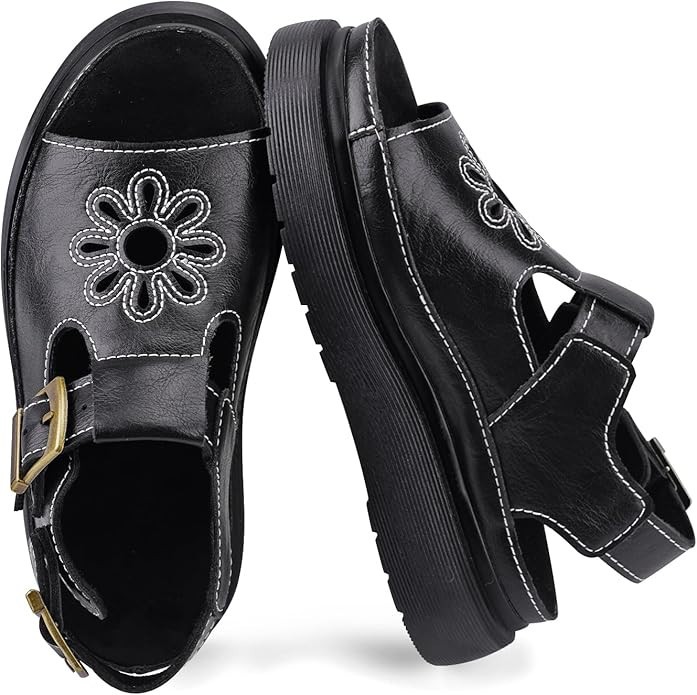 Platform Sandals for Women Chunky Ankle Buckle Casual Open Toe Comfortable Flower Decoration Fish... | Amazon (US)