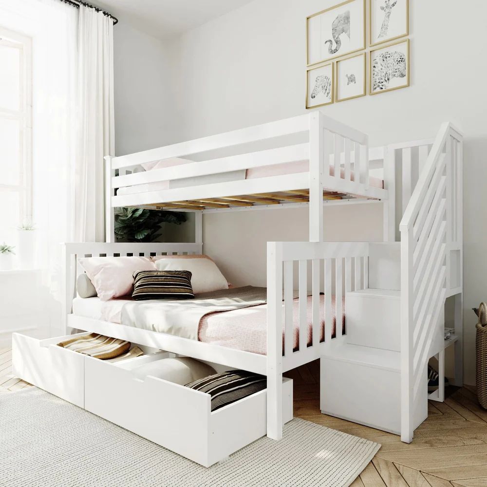 Twin over Full Staircase Bunk with Storage Drawers | max & lily